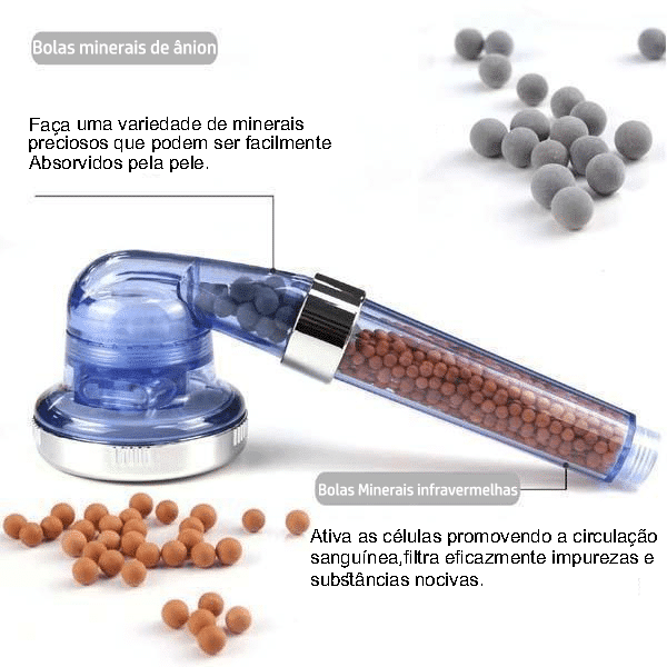 Chuveiro de alta pressão com filtro mineral achatudostore