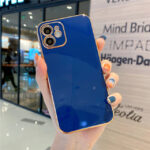Capinha Luxo Borda Dourada Anti Choque para iPhone Cores