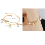 Pulseira Dupla Trevo Quatro Folhas Ajustável em Aço Inoxidável - vipzio