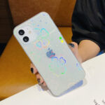 Capinha Holográfica Coração Flor Transparente para iPhone