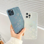 Capinha Holográfica Coração Flor Transparente para iPhone