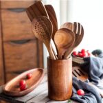 Conjunto 5 Utensílios de Cozinhas em Madeira Natural - vipzio