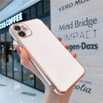 Capinha Luxo Borda Dourada Anti Choque para iPhone Cores