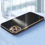 Capinha Luxo Borda Dourada Anti Choque para iPhone Cores