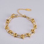 Pulseira Nós Ajustável banhada a Ouro18k em Aço Inoxidável - vipzio