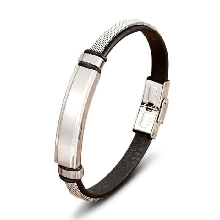 Pulseira Madri em Couro e Aço Inoxidável - vipzio