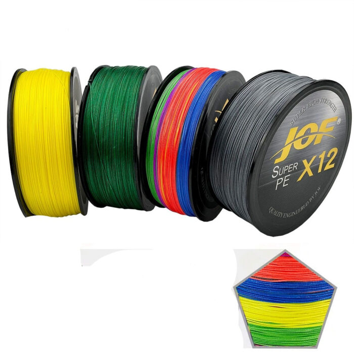 Linha de Pesca JOF Multifilamento X12 Fios Trançados 100/300/500mt - vipzio