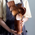 Conjunto 5 Utensílios de Cozinhas em Madeira Natural - vipzio