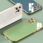 Capinha Luxo Borda Dourada Anti Choque para iPhone Cores