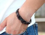 Pulseira Infinity em Couro e Aço Inoxidável - vipzio