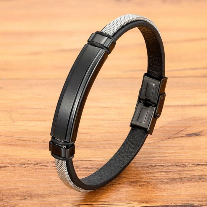 Pulseira Madri em Couro e Aço Inoxidável - vipzio