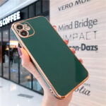 Capinha Luxo Borda Dourada Anti Choque para iPhone Cores