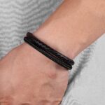 Pulseira Roma Trançada em Couro e Aço Inoxidável - vipzio