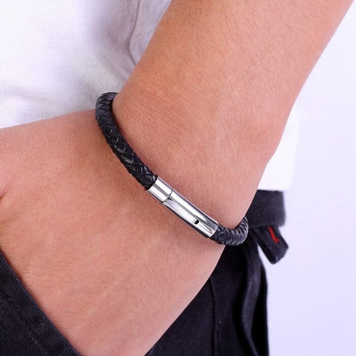 Pulseira Berlim em Couro e Aço Inoxidável - vipzio