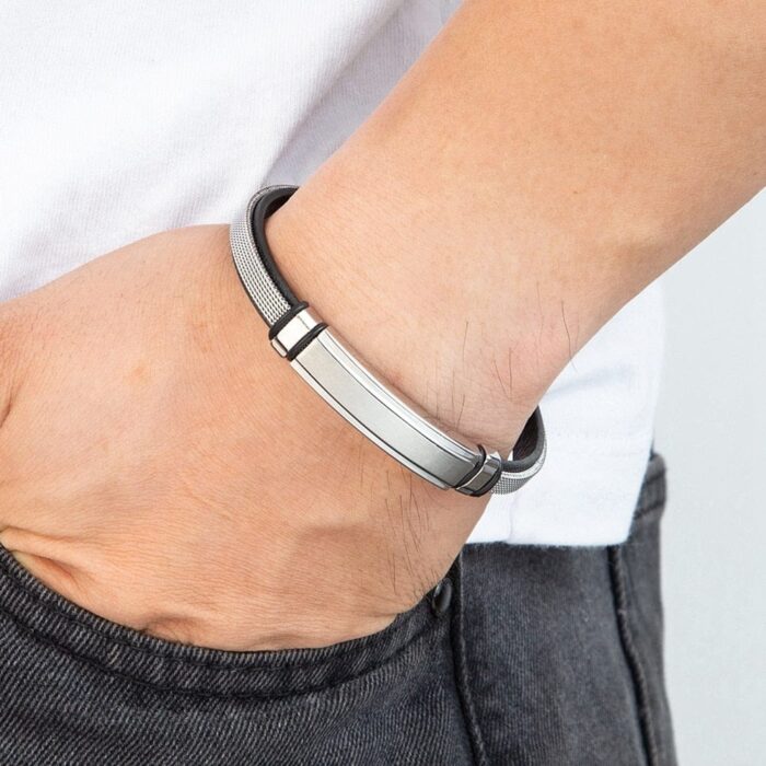 Pulseira Madri em Couro e Aço Inoxidável - vipzio