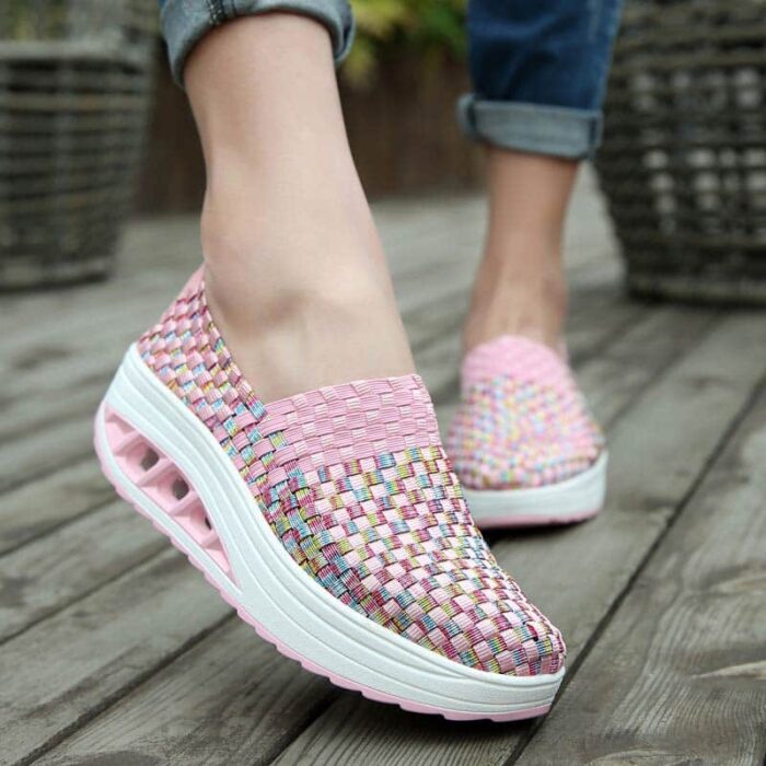 Sapatos femininos com plataforma larga respirável confortável - vipzio