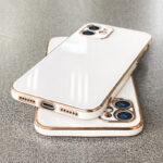 Capinha Luxo Borda Dourada Anti Choque para iPhone Cores
