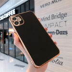 Capinha Luxo Borda Dourada Anti Choque para iPhone Cores