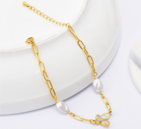 Pulseira Borboleta com Pérolas de Água Doce Ajustável em Aço Inoxidável - vipzio