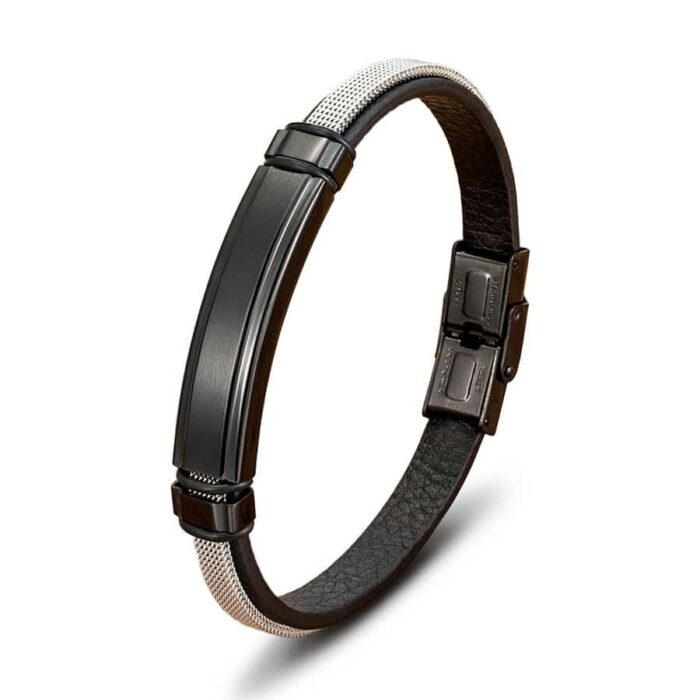 Pulseira Madri em Couro e Aço Inoxidável - vipzio