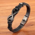 Pulseira Infinity em Couro e Aço Inoxidável - vipzio