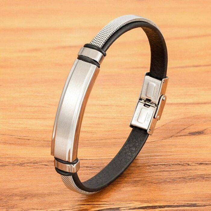 Pulseira Madri em Couro e Aço Inoxidável - vipzio