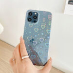 Capinha Holográfica Coração Flor Transparente para iPhone