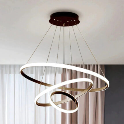 Lustre Pendente Triplo Circular em Led para Sala Jantar (60cm)