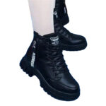 Bota Feminina Coturno Preto Blogueira Tendência Tratorada - vipzio