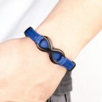 Pulseira Infinity em Couro e Aço Inoxidável - vipzio