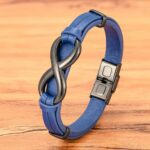 Pulseira Infinity em Couro e Aço Inoxidável - vipzio