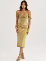 Vestido Midi Cetim FIORENZA - vipzio