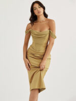 Vestido Midi Cetim FIORENZA - vipzio