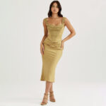 Vestido Midi Cetim FIORENZA - vipzio
