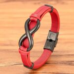Pulseira Infinity em Couro e Aço Inoxidável - vipzio