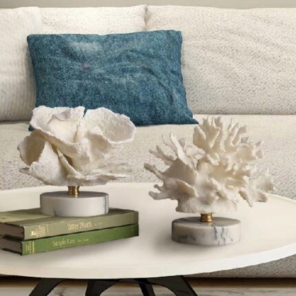 Escultura Coral Marinho em Base de Mármore - vipzio