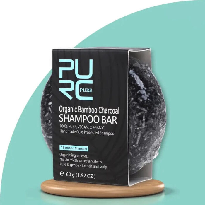 PurcBlack Shampoo em Barra de Carvão de Bamboo que Escurece e Restaura a Cor do Cabelo e Barba da Bela Vital