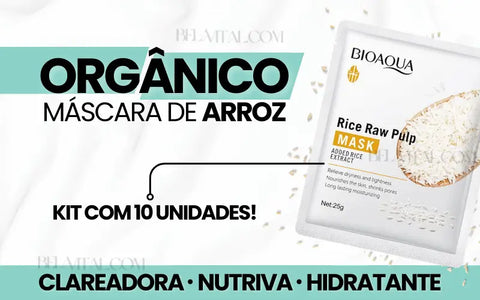 A Máscara de Arroz Clareia, Hidrata e Nutre a Pele, usando somente componentes orgânicos.