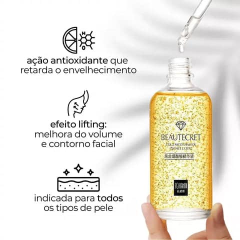 O poder do Ouro 24k anti idade da Bela Vital na Sua mão