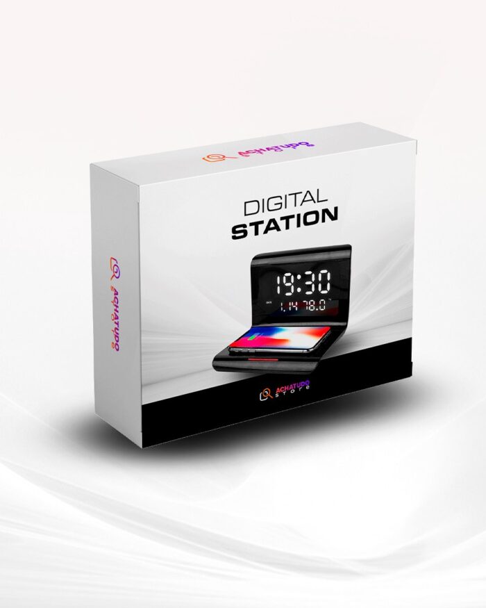 DigitalStation 4 em 1 Multifuncional - Carregador por Indução, Hora, Calendário e Temperatura - vipzio