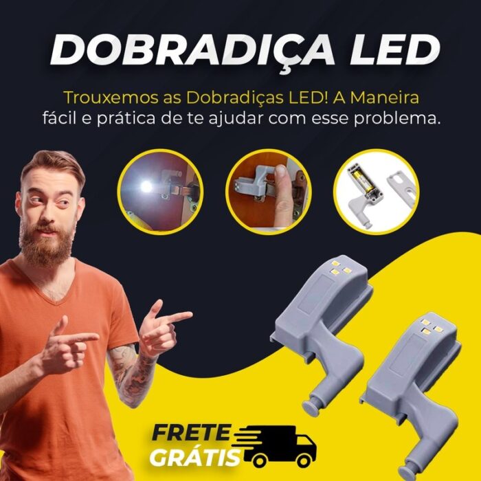 Dobradiça LED - Sensor Inteligente com Luz Led para Dobradiças - vipzio