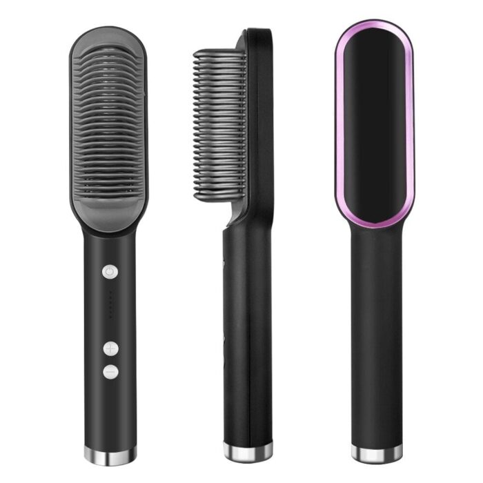 Escova Alisadora 5 em 1 - Alisa, Seca, Hidrata, Modela e Anti-Frizz - - vipzio