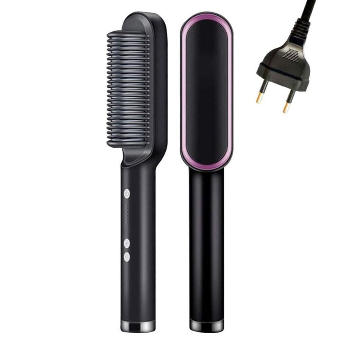 Escova Alisadora 5 em 1 - Alisa, Seca, Hidrata, Modela e Anti-Frizz - - vipzio