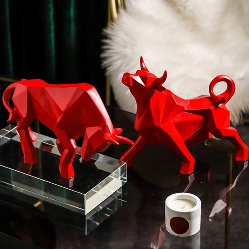 Escultura Abstrata Touro em Resina - vipzio