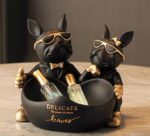 Escultura Aparador Bulldog Francês Casal Mordomo - vipzio