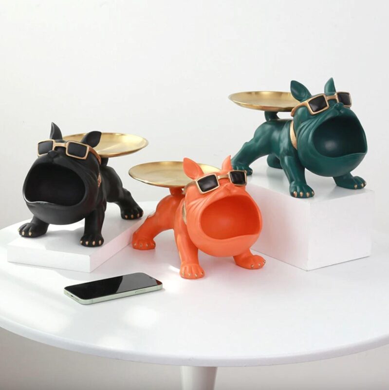 Escultura Aparador Bulldog Francês Decor Cool (Suporte Duplo) - vipzio