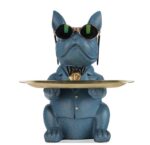 Escultura Bulldog Francês Mordomo Aparador Chaves Controle Remoto - vipzio