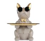 Escultura Bulldog Francês Mordomo Aparador Chaves Controle Remoto - vipzio
