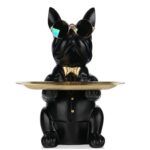 Escultura Bulldog Francês Mordomo Aparador Chaves Controle Remoto - vipzio