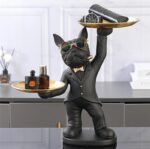 Escultura Bulldog Francês Mordomo Divertido Aparador de Chaves Controle - vipzio